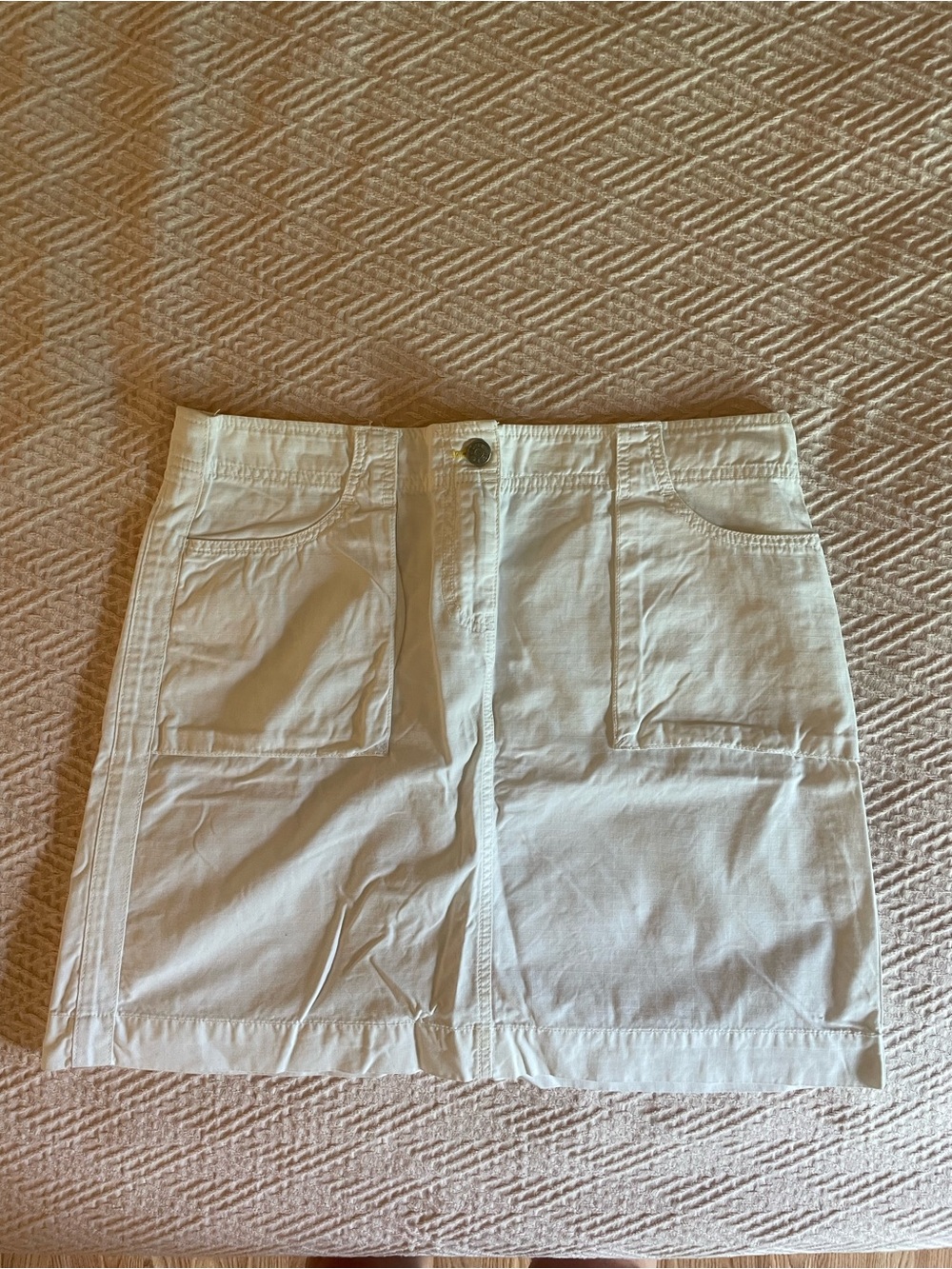J. Crew White Cotton Mini Skirt with Patch Details-Classic cargo mini odor free